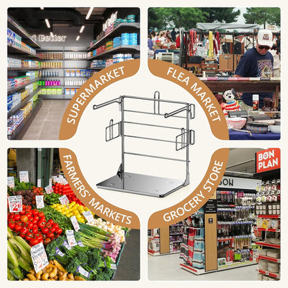 Grocery Bag Holder - Plastic Bag Organizer, Detachable Metal Shopping Bag Holder for Grocery Store & Business