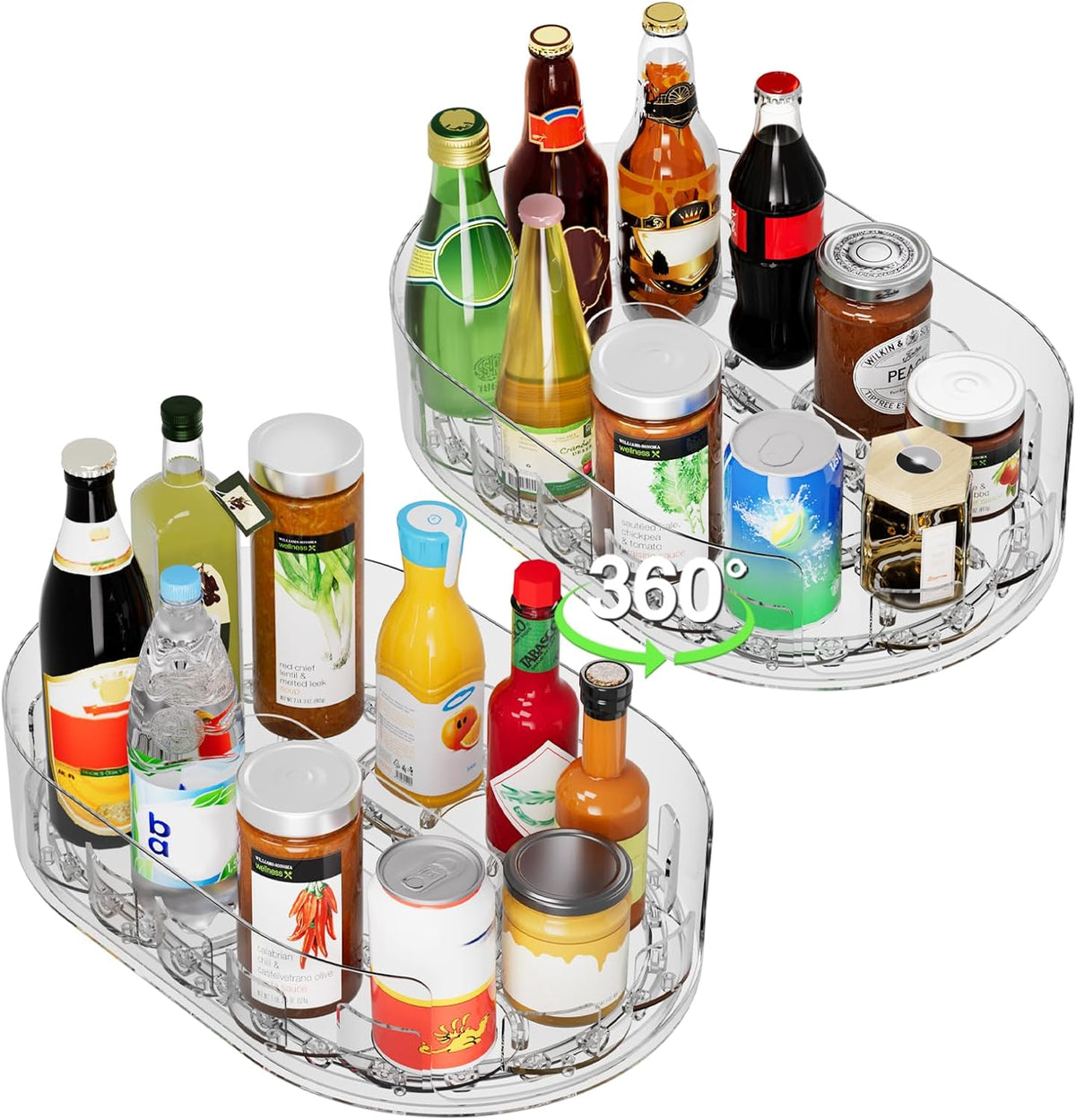 360° Rotating Lazy Susan for Refrigerator, 13.5''x8.5'' Clear Lazy Susan Turntable for Refrigerator Organizers and Storage, Kitchen, Table Top, Cabinet, Pantry, Countertop