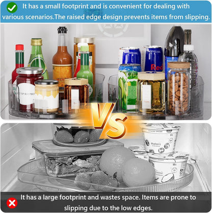 360° Rotating Lazy Susan for Refrigerator, 13.5''x8.5'' Clear Lazy Susan Turntable for Refrigerator Organizers and Storage, Kitchen, Table Top, Cabinet, Pantry, Countertop