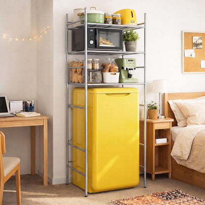 Wesiti 3 Tier Mini Fridge Shelf for Dorm Sliver Mini Microwave Stand Over the Fridge Metal Storage Shelves Rack for College Dooms Kitchen Bathrooms Home Office