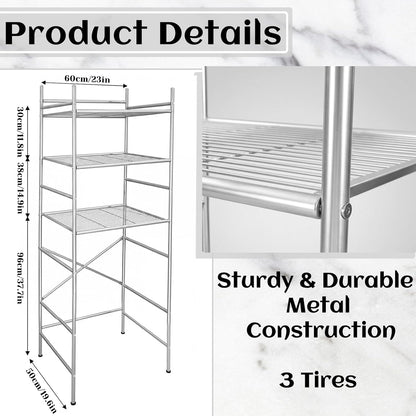 Wesiti 3 Tier Mini Fridge Shelf for Dorm Sliver Mini Microwave Stand Over the Fridge Metal Storage Shelves Rack for College Dooms Kitchen Bathrooms Home Office