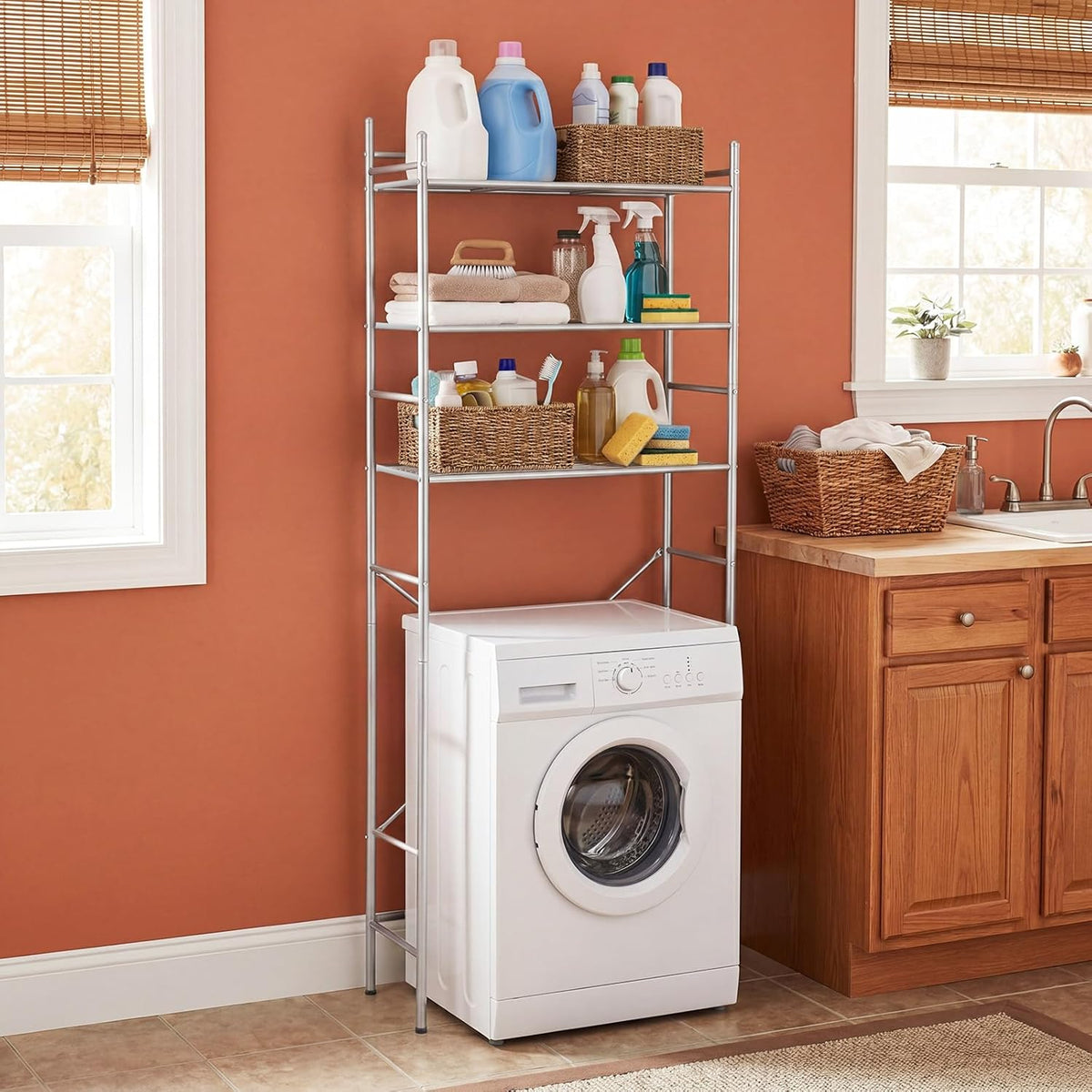 Wesiti 3 Tier Mini Fridge Shelf for Dorm Sliver Mini Microwave Stand Over the Fridge Metal Storage Shelves Rack for College Dooms Kitchen Bathrooms Home Office