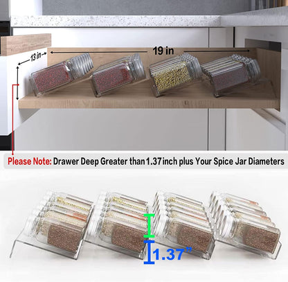 Spice Drawer Organizer, 4 Tier Clear Acrylic Expandable From 13" to 26" Seasoning Jars Drawer Insert, Kitchen Drawer Spice Rack Tray for Cabinet/Countertop