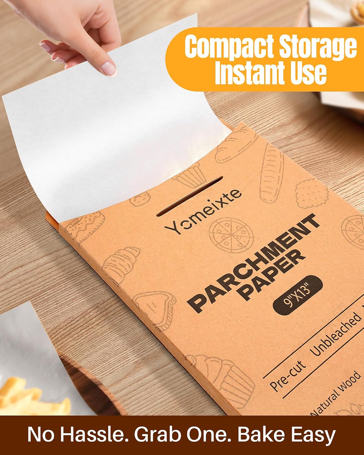 140 Parchment Paper Sheets 9x13 Inch | Precut Unbleached Baking Paper Sheets for Oven, Air Fryer, Cookies, Bread, Pizza | Non-Stick, Greaseproof Liners | Natural Brown Parchment for Baking