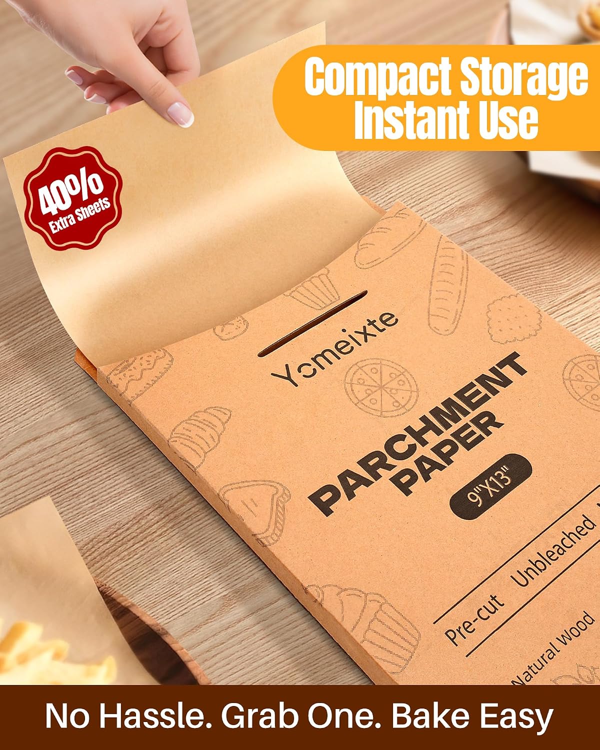 140 Parchment Paper Sheets 9x13 Inch | Precut Unbleached Baking Paper Sheets for Oven, Air Fryer, Cookies, Bread, Pizza | Non-Stick, Greaseproof Liners | Natural Brown Parchment for Baking