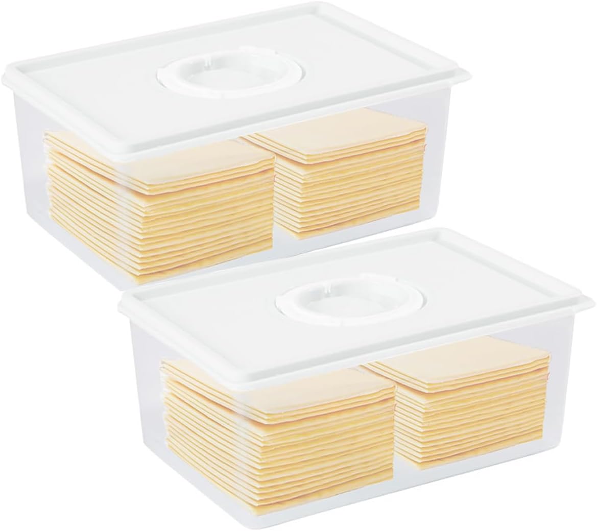 Sliced Cheese Container with Time Recording - Block Cheeses Storage Container for Fridge Cream Cheese Sliced Cheeses Cheddar Cheese Box with Lid Cheeses Saver