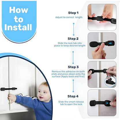 RV Fridge Lock & Child Safety Cabinet Latch, Black, 6-Count