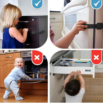 RV Fridge Lock & Child Safety Cabinet Latch, Black, 6-Count
