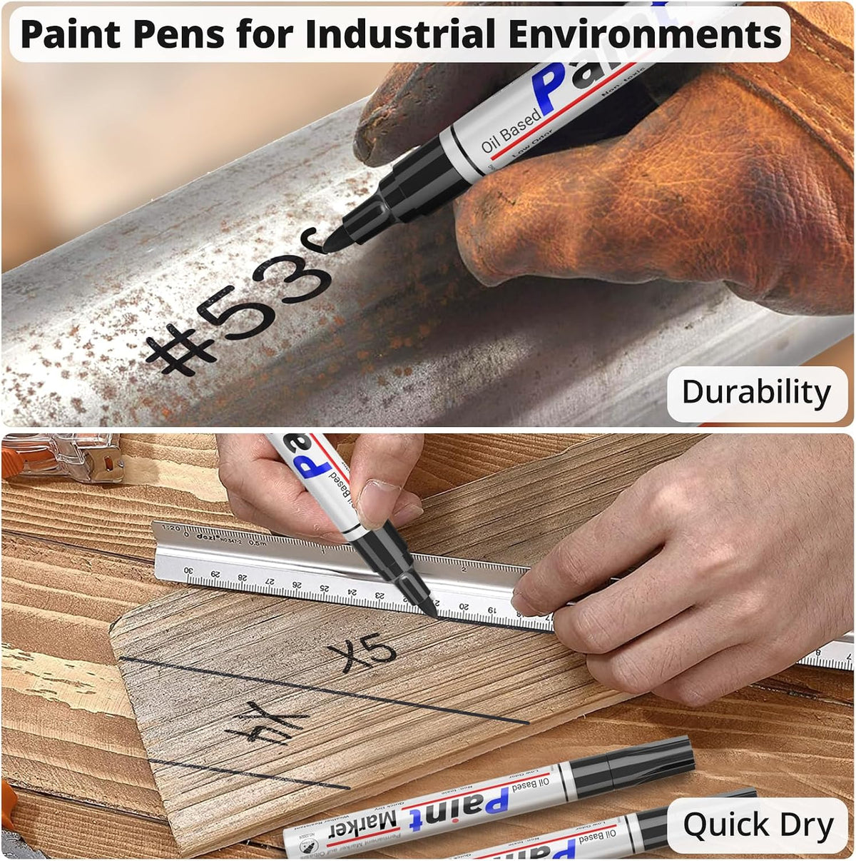Black Paint Pen Permanent Marker Waterproof -4 Black paint markers,paint marker for Metal,Rocks,Wood,Plastic,Tire,Glass,Fabric,label,Medium Tip,Oil Based Markers Pens Permanent