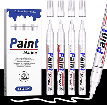 Black Paint Pen Permanent Marker Waterproof -4 Black paint markers,paint marker for Metal,Rocks,Wood,Plastic,Tire,Glass,Fabric,label,Medium Tip,Oil Based Markers Pens Permanent