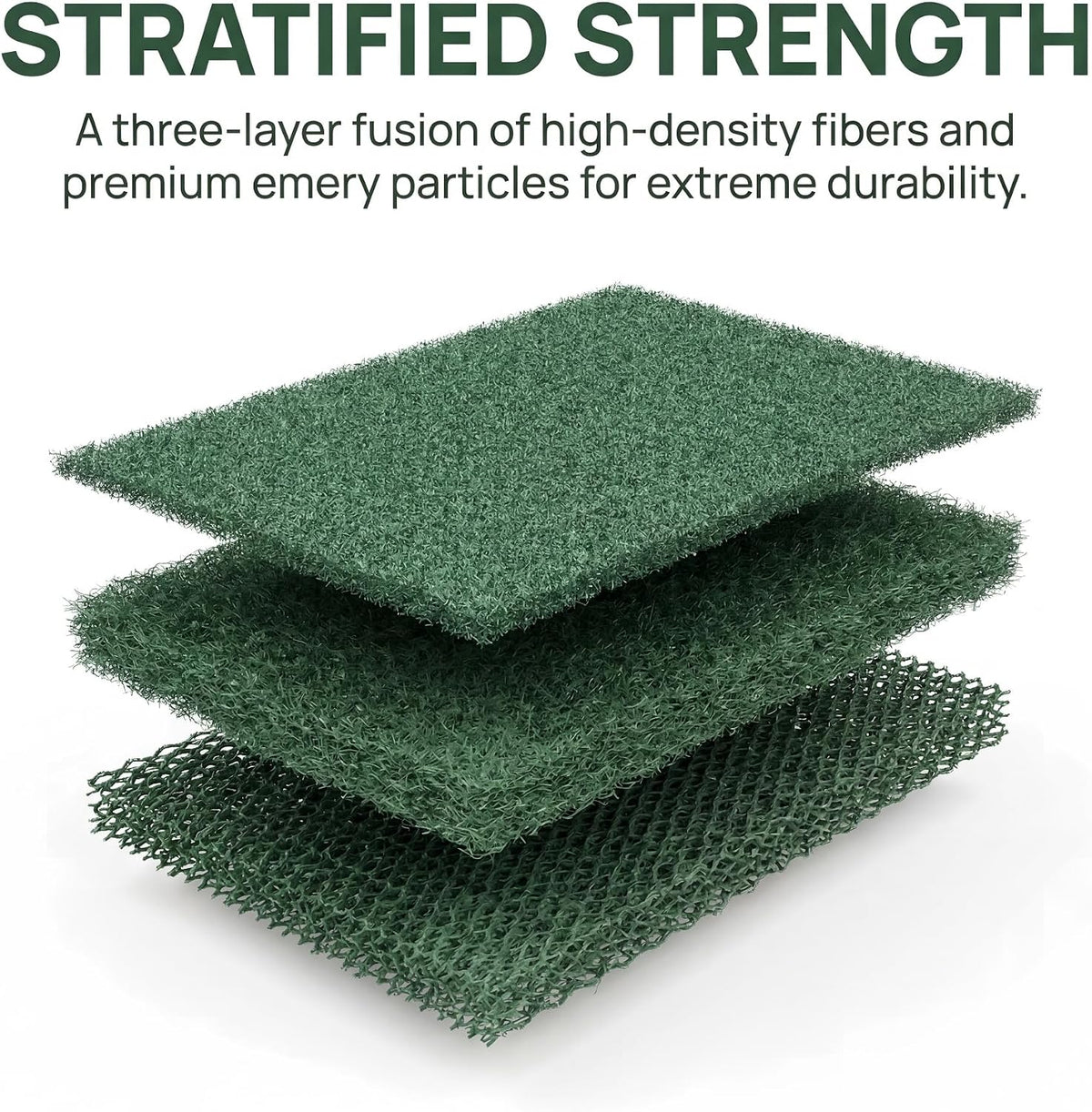 Green Scrubbing Pads 6-Pack, Kitchen Scourer for Pots & Stovetops