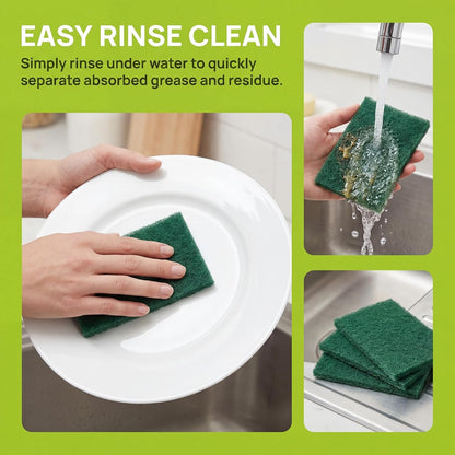 Green Scrubbing Pads 6-Pack, Kitchen Scourer for Pots & Stovetops