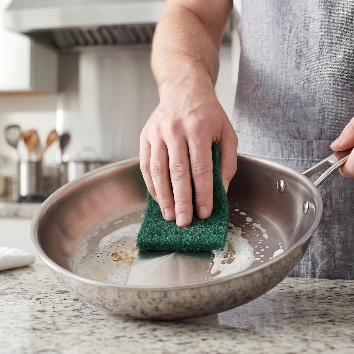 Green Scrubbing Pads 6-Pack, Kitchen Scourer for Pots & Stovetops