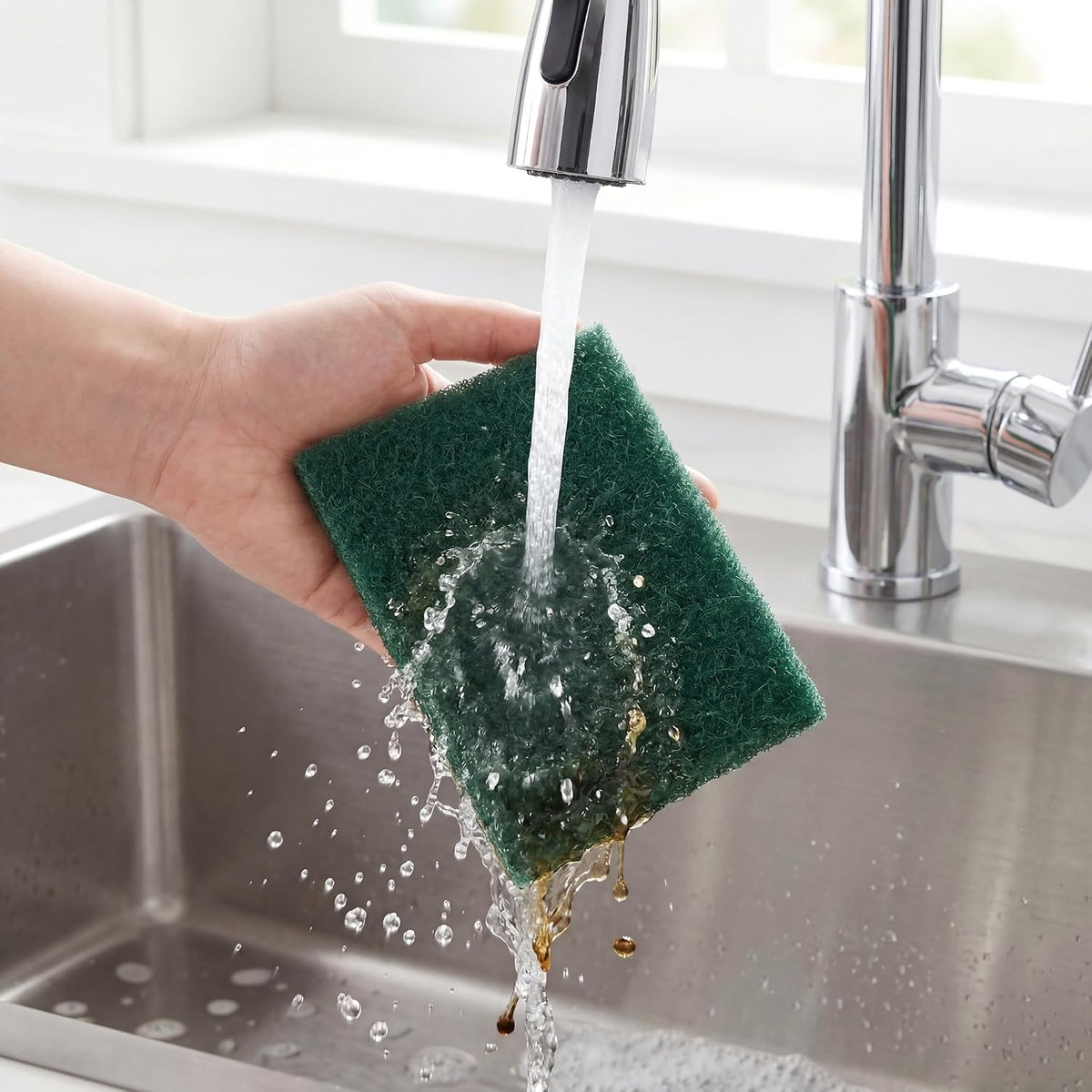 Green Scrubbing Pads 6-Pack, Kitchen Scourer for Pots & Stovetops
