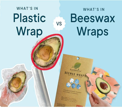 Beeswax Wraps Reusable 9-Piece Set for Bread Cheese Food Storage