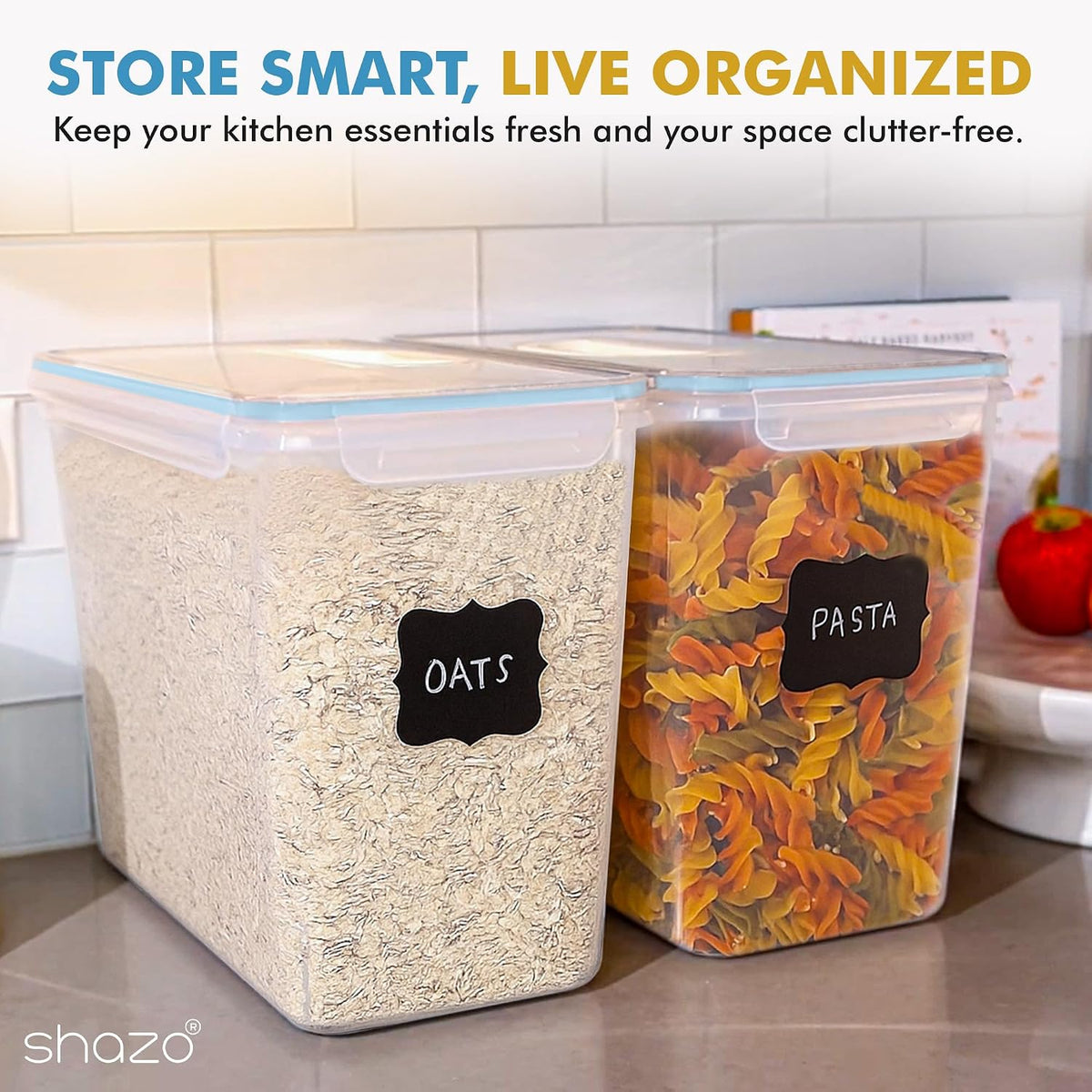 2 PC (11L | 372 oz) Flour Sugar Storage Containers with Easy Carry Handle - Plastic Extra Large Food Storage Containers with Lids for Rice Cereal, BPA Free & Airtight Kitchen Pantry Organization