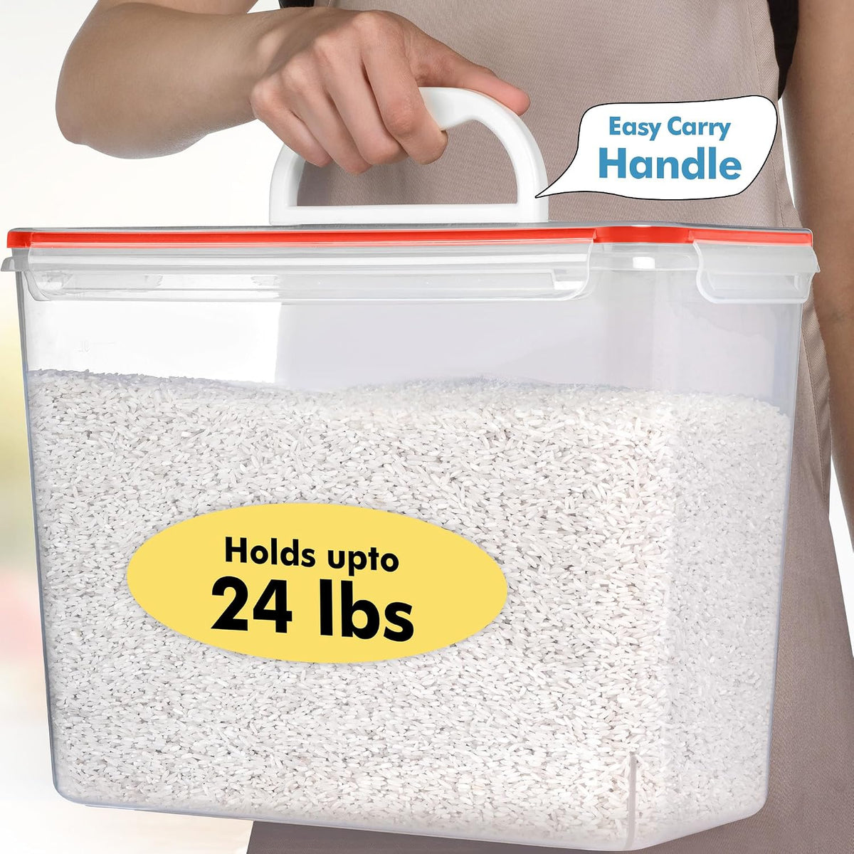 2 PC (11L | 372 oz) Flour Sugar Storage Containers with Easy Carry Handle - Plastic Extra Large Food Storage Containers with Lids for Rice Cereal, BPA Free & Airtight Kitchen Pantry Organization