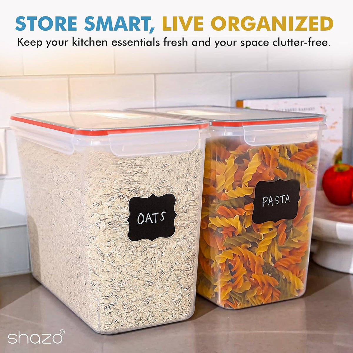 2 PC (11L | 372 oz) Flour Sugar Storage Containers with Easy Carry Handle - Plastic Extra Large Food Storage Containers with Lids for Rice Cereal, BPA Free & Airtight Kitchen Pantry Organization
