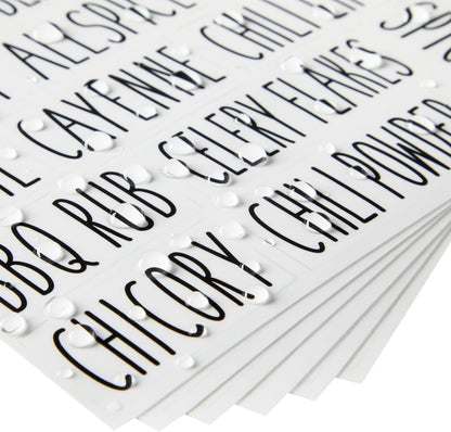 Spice Labels Stickers - Black Vinyl, 145-Pack, 1 Inch - Preprinted Waterproof Spice Jar Labels for Kitchen & Pantry Organization - Glass Jars, Herb & Seasoning Containers