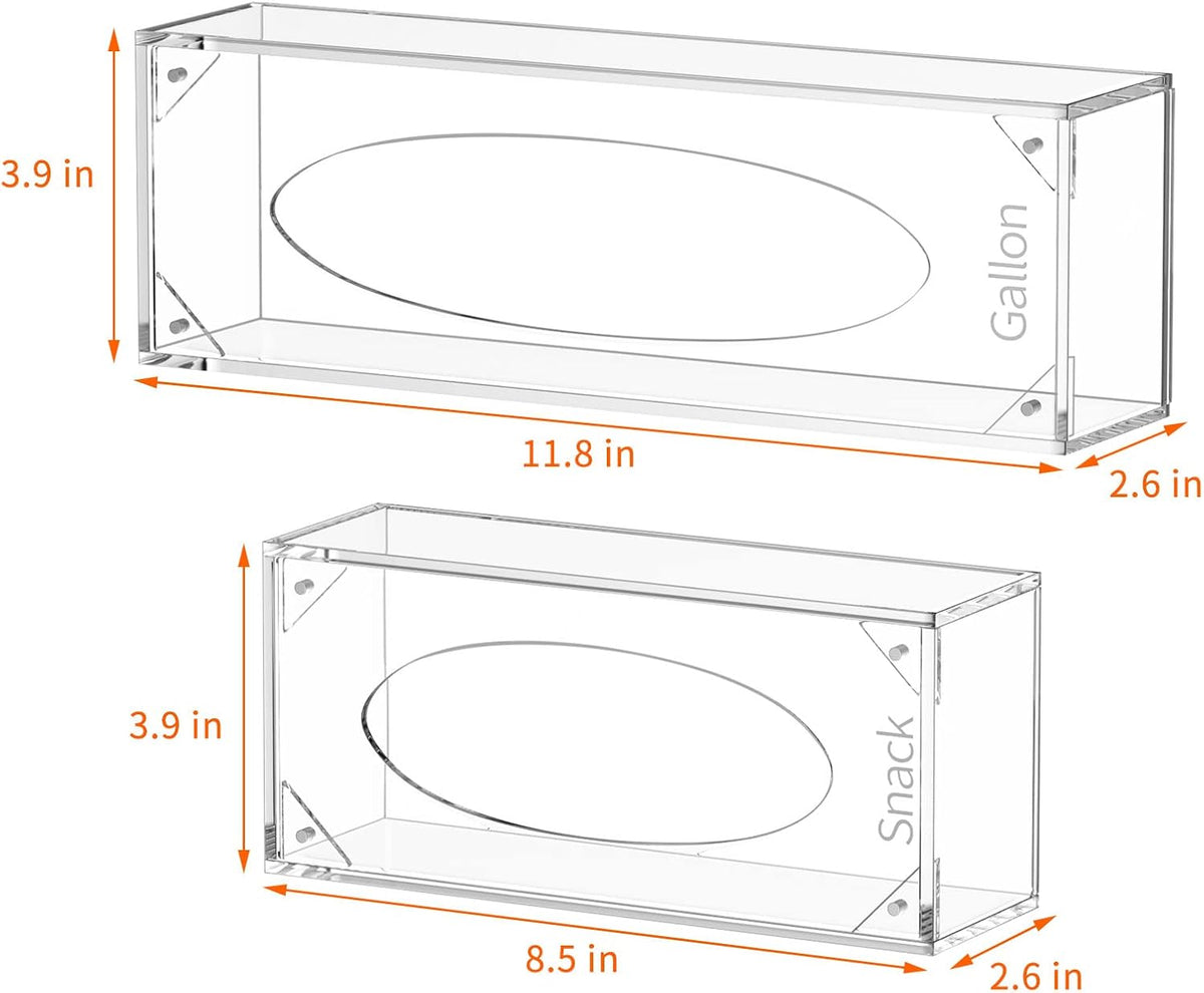 Food Bag Storage Organizer, Acrylic Kitchen Drawer Baggie Box, Compatible with Gallon, Slider Quart, Freezer, Sandwich, Snack, Variety Size Bags, 4 separate Pack(Clear)