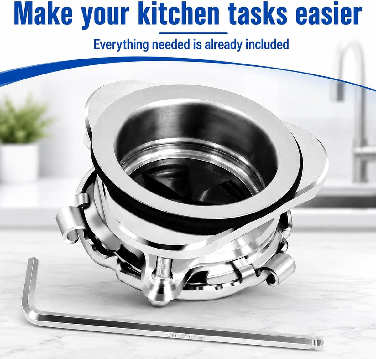 Garbage Disposal Flange Kit, 3-Bolt Stainless Steel for 3-1/2" Sink Opening