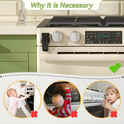1 PC Baby Oven Lock, Childproof Oven Door Lock, Oven Safety Lock for Kids, Heat-Resistant, No Drilling (Black)