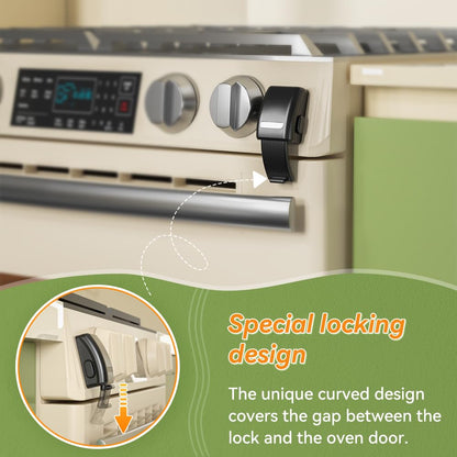 1 PC Baby Oven Lock, Childproof Oven Door Lock, Oven Safety Lock for Kids, Heat-Resistant, No Drilling (Black)