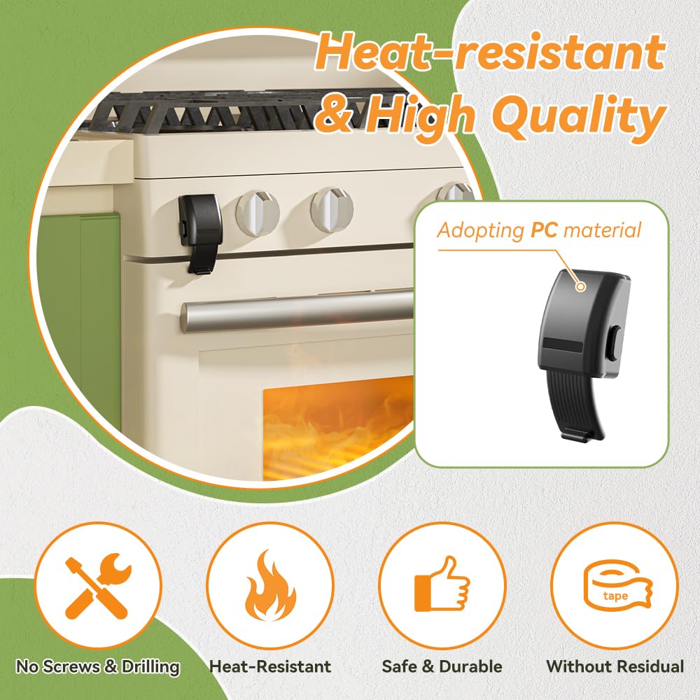 1 PC Baby Oven Lock, Childproof Oven Door Lock, Oven Safety Lock for Kids, Heat-Resistant, No Drilling (Black)
