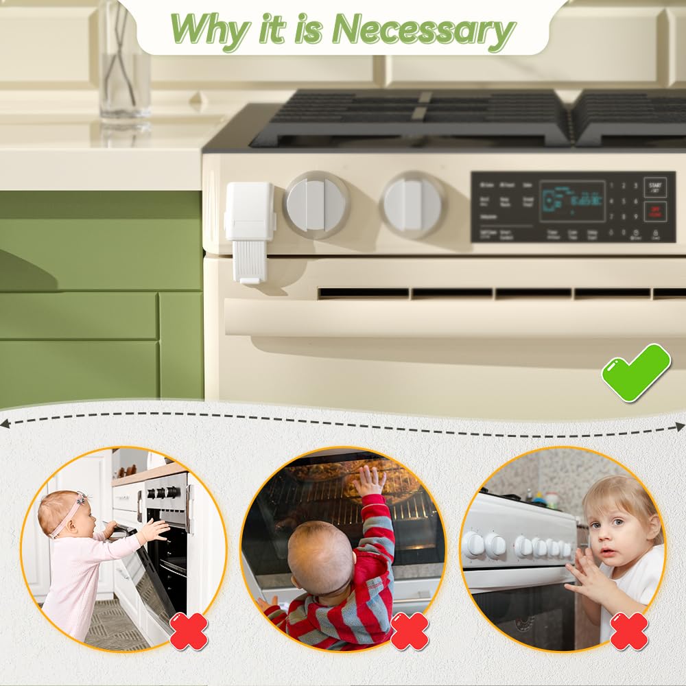 1 PC Baby Oven Lock, Childproof Oven Door Lock, Oven Safety Lock for Kids, Heat-Resistant, No Drilling (Black)
