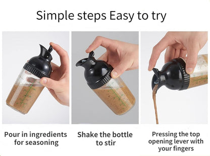 Salad Dressing Shaker Container, Homemade Salad Dressing Bottle Mixer Measure,Dripless Pour, Soft Grip, BPA Free（2 Pcs）