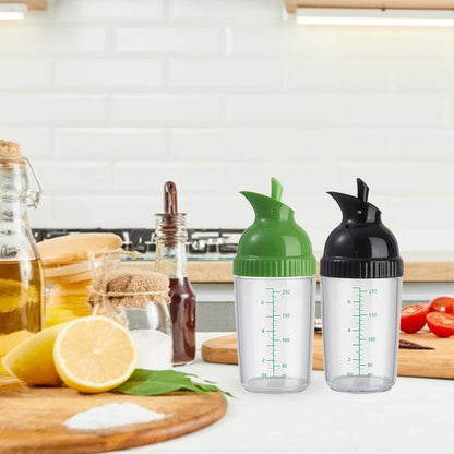 Salad Dressing Shaker Container, Homemade Salad Dressing Bottle Mixer Measure,Dripless Pour, Soft Grip, BPA Free（2 Pcs）