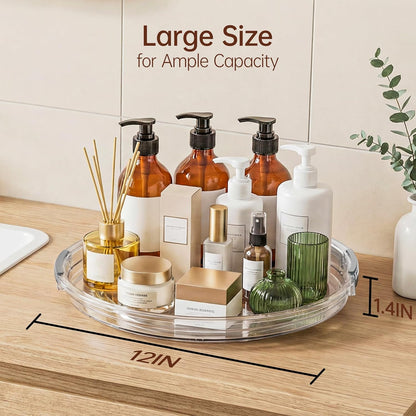 LAMU 12 in Lazy Susan Turntable, 4 Pack Clear Spice Rack, Organizer Storage