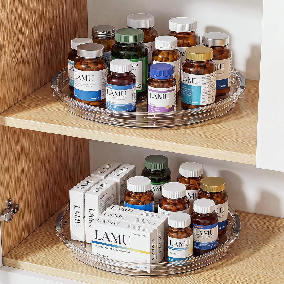 LAMU 12 in Lazy Susan Turntable, 4 Pack Clear Spice Rack, Organizer Storage
