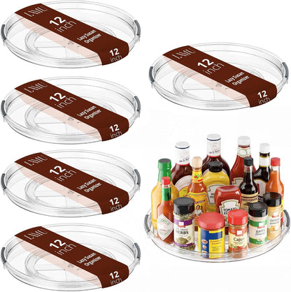 LAMU 12 in Lazy Susan Turntable, 4 Pack Clear Spice Rack, Organizer Storage