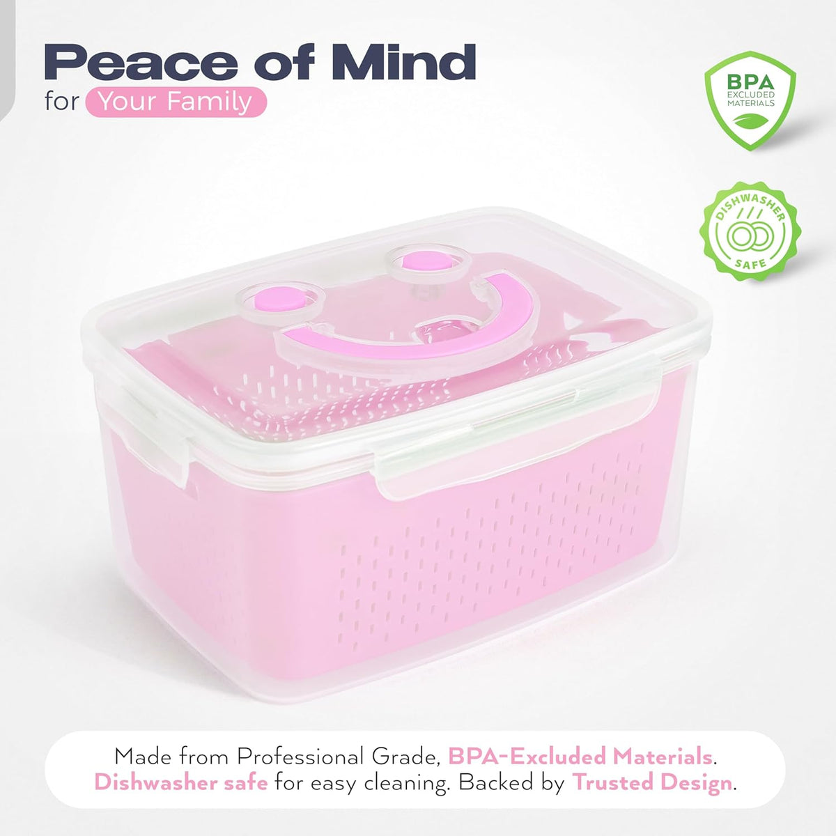 Fruit Storage Containers for Fridge - Set of 4 - Airtight Lid Keeps Fresh - For Fruit & Vegetable Storage - Space-Saving Design - Ideal for Produce, Berries, Snacks - Green