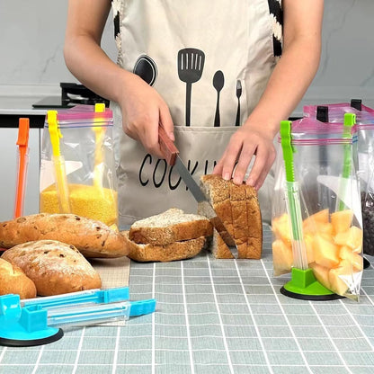 Baggy Rack -（8 colors）,Food Storage Bags Clip, For Food Prep Bag/Plastic Freezer Bag/Ziploc Bag Holder Stand,Meal Planning/prep Bag Holders.