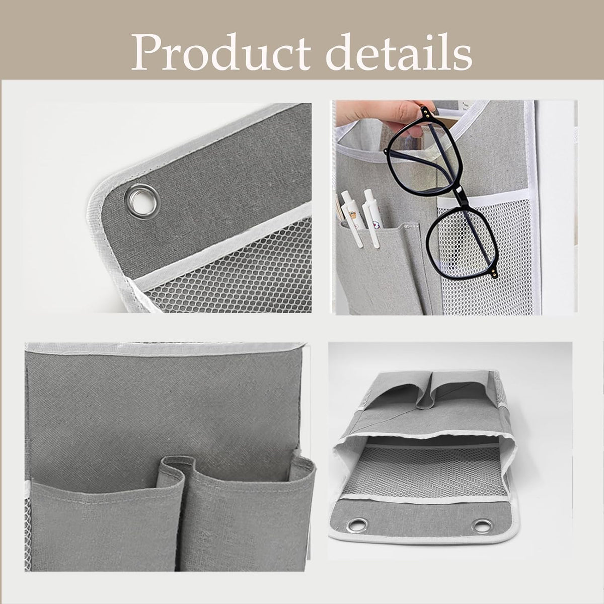 2-Pack Hanging Storage Organizer, Over The Door Hanging Bags/Wall Baskets Storage with Pockets for Home, RV, Office and More (2, Grey)