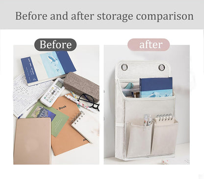 2-Pack Hanging Storage Organizer, Over The Door Hanging Bags/Wall Baskets Storage with Pockets for Home, RV, Office and More (2, Grey)