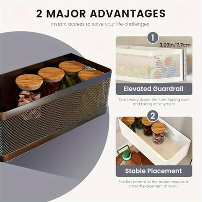 1 Pcs Magnetic Spice Rack For Refrigerator, Black, 13.8''L*5.1''W*3.9''H