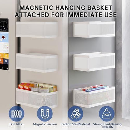 1 Pcs Magnetic Spice Rack For Refrigerator, Black, 13.8''L*5.1''W*3.9''H