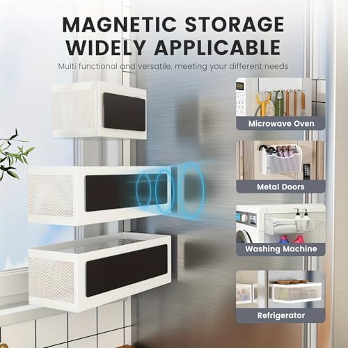 1 Pcs Magnetic Spice Rack For Refrigerator, Black, 13.8''L*5.1''W*3.9''H