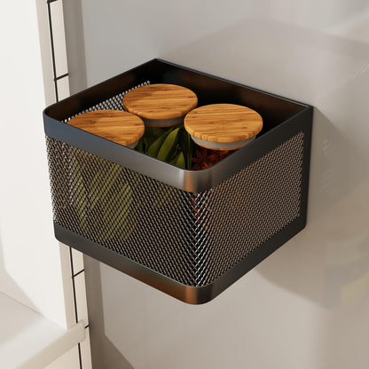 1 Pcs Magnetic Spice Rack For Refrigerator, Black, 13.8''L*5.1''W*3.9''H