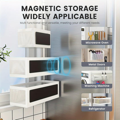 1 Pcs Magnetic Spice Rack For Refrigerator, Black, 13.8''L*5.1''W*3.9''H