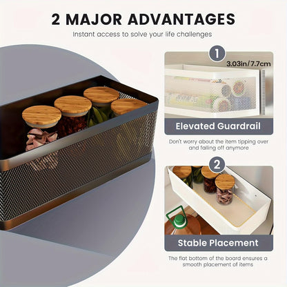 1 Pcs Magnetic Spice Rack For Refrigerator, Black, 13.8''L*5.1''W*3.9''H