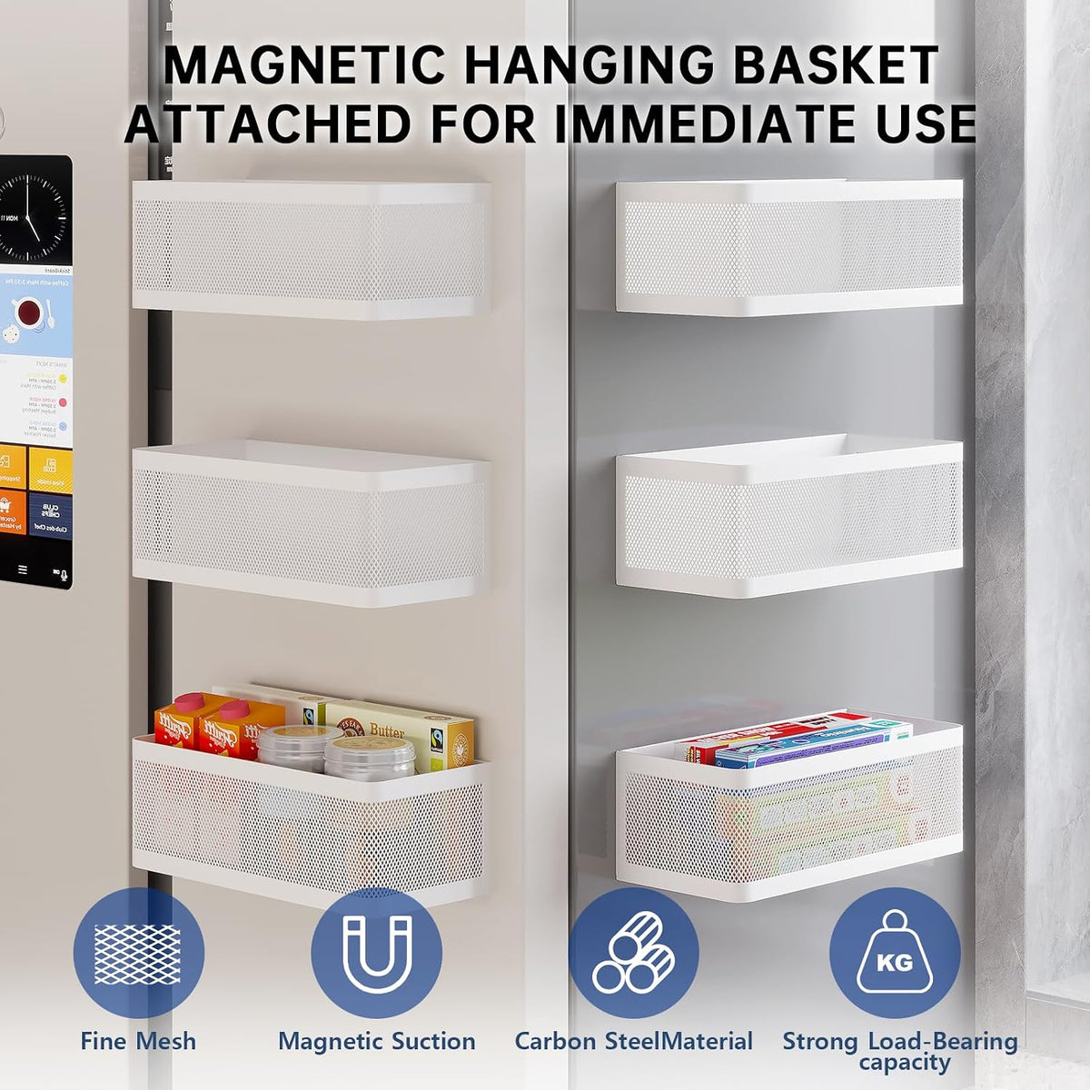 1 Pcs Magnetic Spice Rack For Refrigerator, Black, 13.8''L*5.1''W*3.9''H