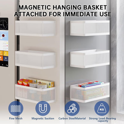 1 Pcs Magnetic Spice Rack For Refrigerator, Black, 13.8''L*5.1''W*3.9''H