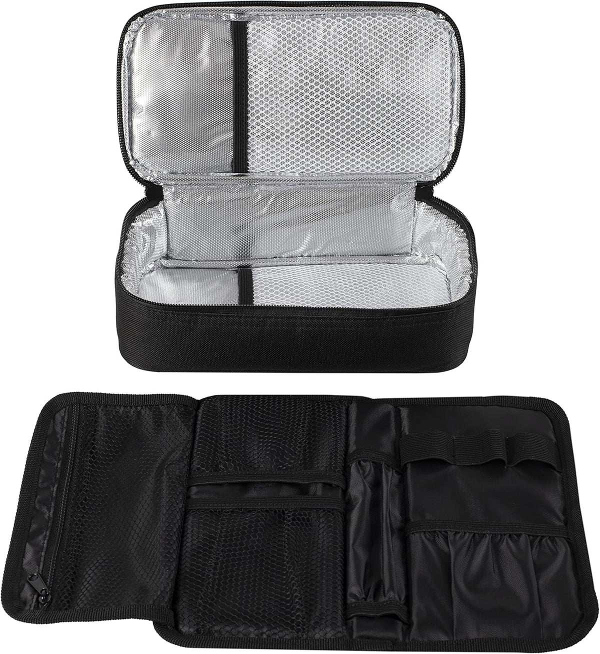 ALLCAMP Insulin Travel Cooler Case, Large Capacity, 4 Ice Packs, Gray | Fits all vial & syringe sizes, multi-pocket organizer, insulation, compact, travel, daily use, diabetic care