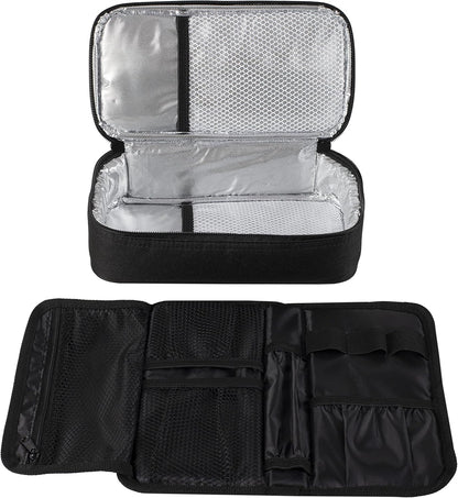 ALLCAMP Insulin Travel Cooler Case, Large Capacity, 4 Ice Packs, Gray | Fits all vial & syringe sizes, multi-pocket organizer, insulation, compact, travel, daily use, diabetic care