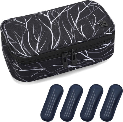ALLCAMP Insulin Travel Cooler Case, Large Capacity, 4 Ice Packs, Gray | Fits all vial & syringe sizes, multi-pocket organizer, insulation, compact, travel, daily use, diabetic care