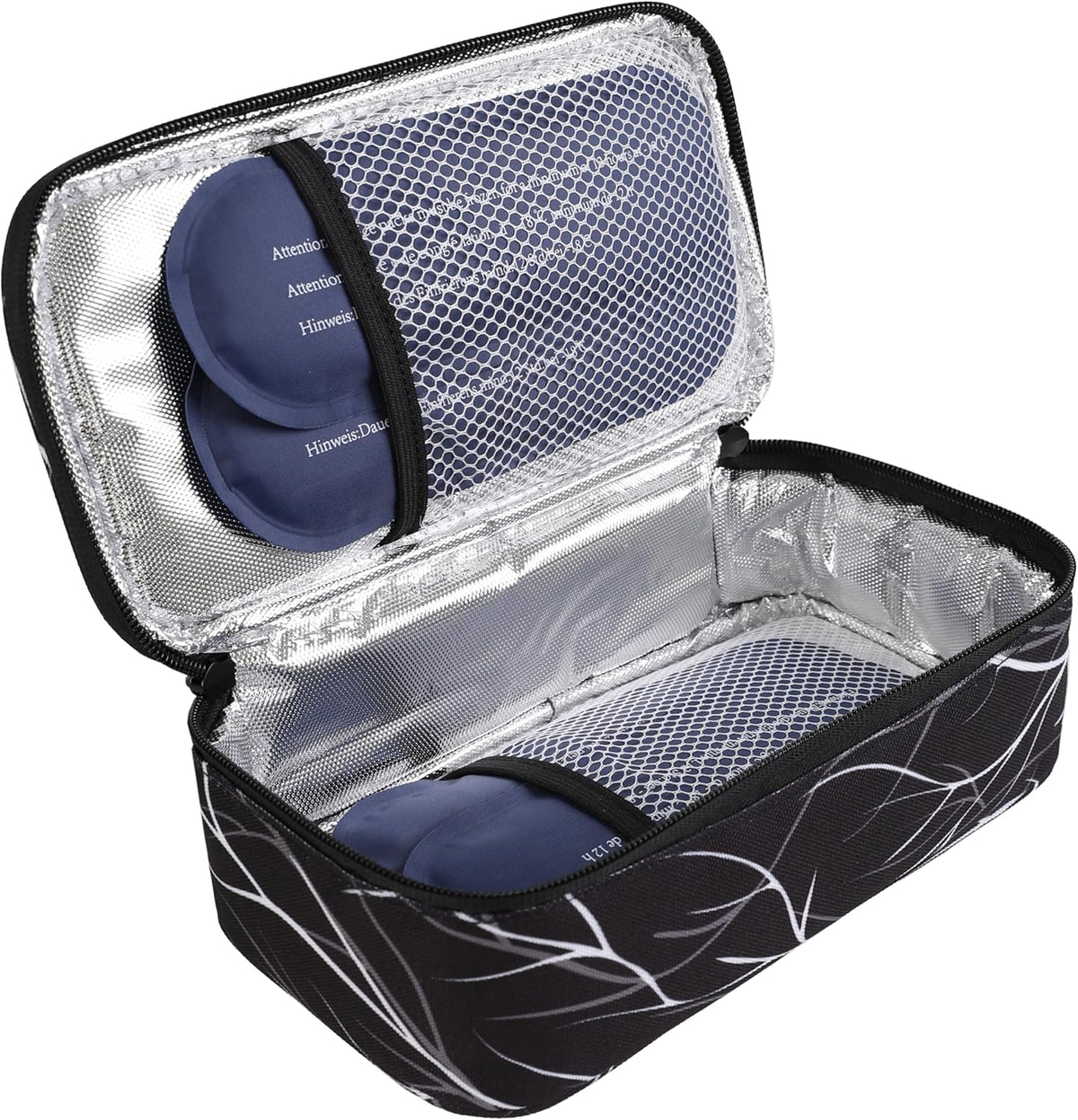ALLCAMP Insulin Travel Cooler Case, Large Capacity, 4 Ice Packs, Gray | Fits all vial & syringe sizes, multi-pocket organizer, insulation, compact, travel, daily use, diabetic care
